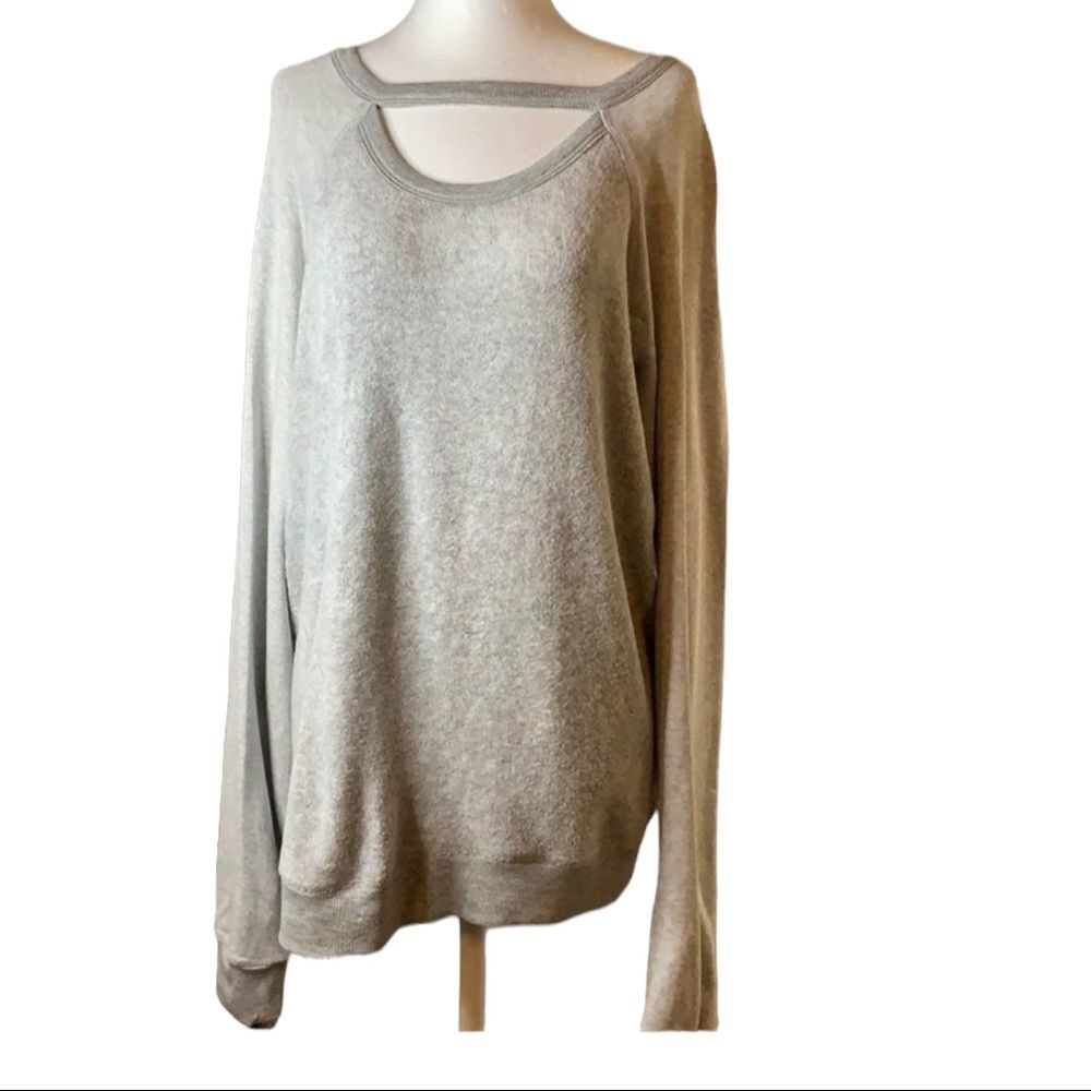 Red Haute Grey Sweater Cut Out Neck Long Sleeves Sweatshirt Type Material